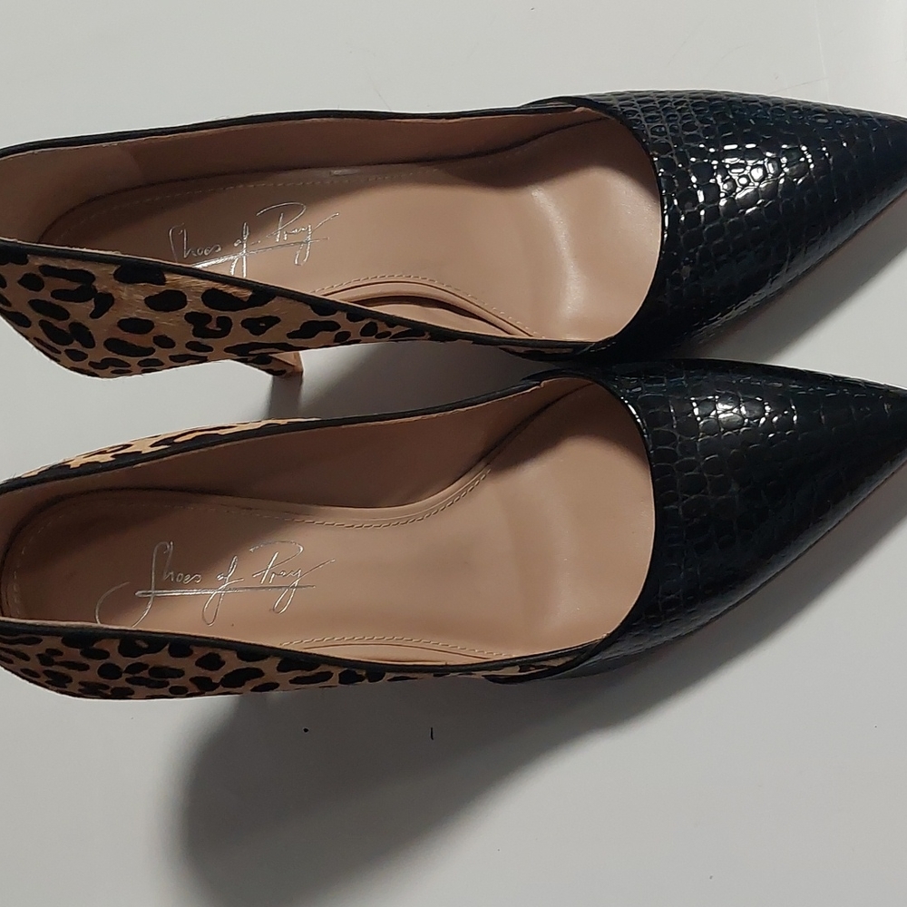 Shoe of prey black animal print pumps